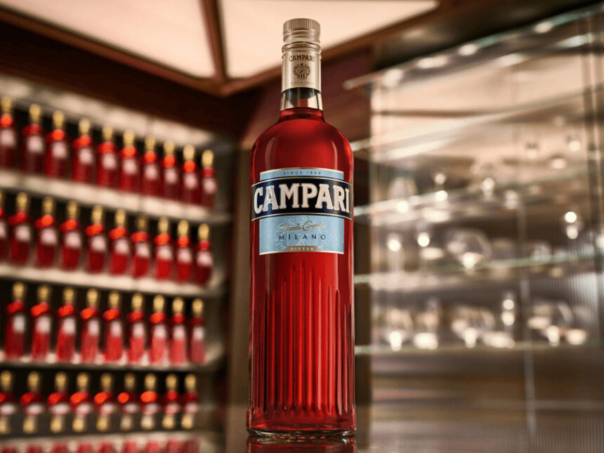 Bottle of Campari on a bar