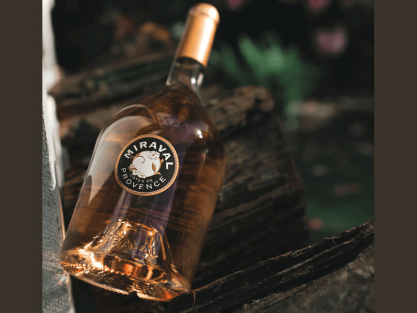 Bottle of Chateau Miraval rose wine