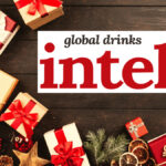 Global Drinks Intel logo next to wrapped presents