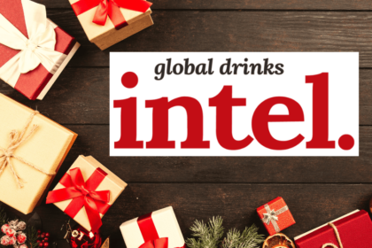 Global Drinks Intel logo next to wrapped presents