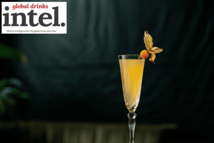 Cocktail with garnish on a bar