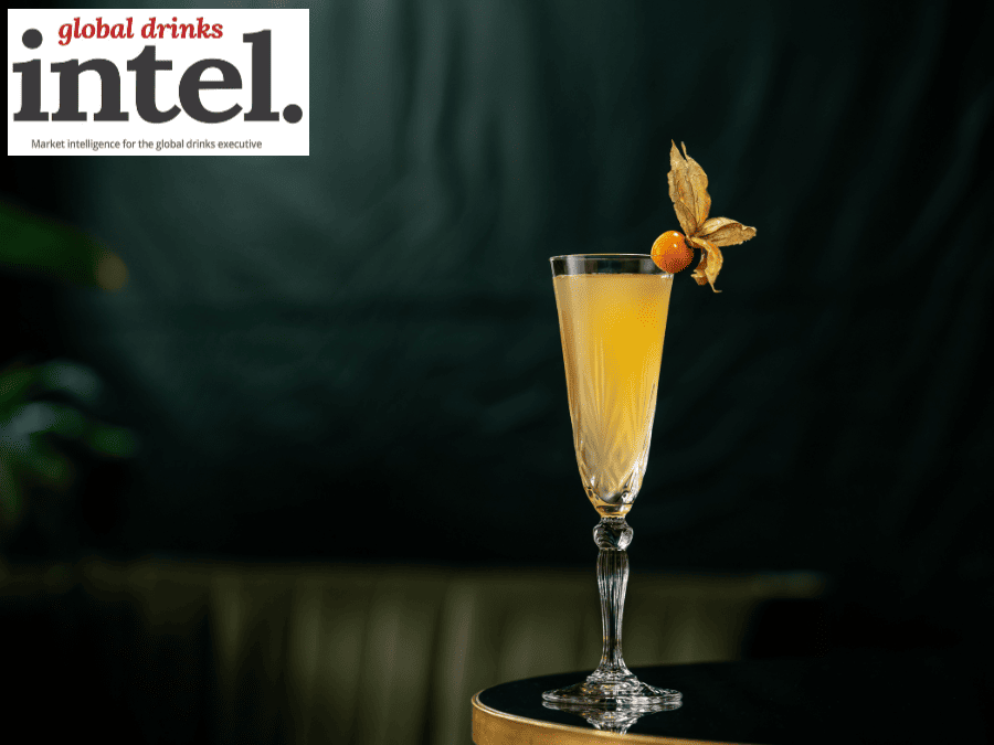 Cocktail with garnish on a bar