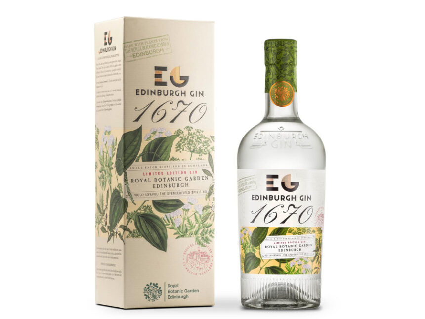 Bottle of and box for Edinburgh Gin 1670