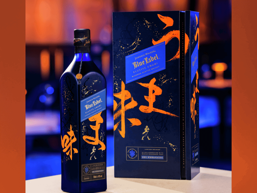 Bottle of and box for Johnnie Walker Blue Label Elusive Umami