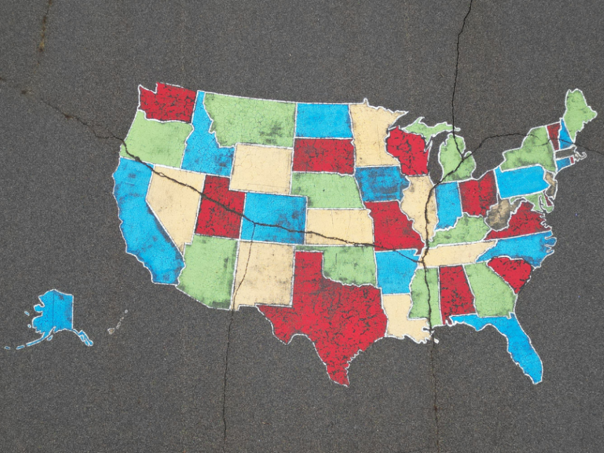 A flat map of the US