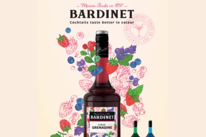Bottle of Bardinet Grenadine syrup