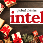 Global Drinks Intel logo next to wrapped presents