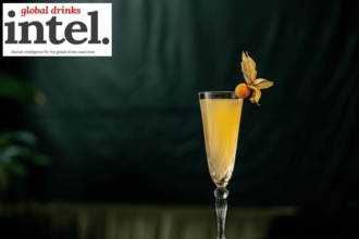 Cocktail with garnish on a bar