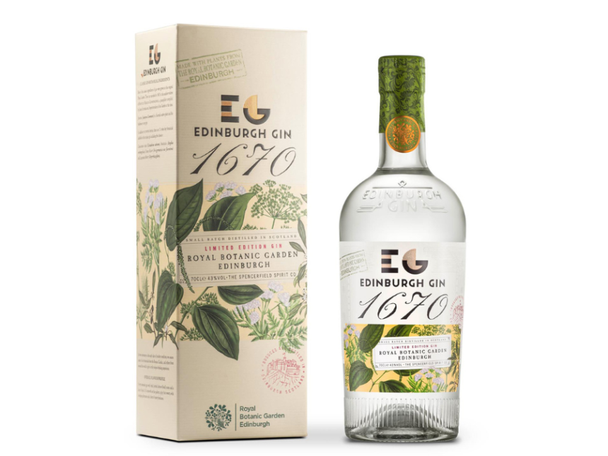 Bottle of and box for Edinburgh Gin 1670