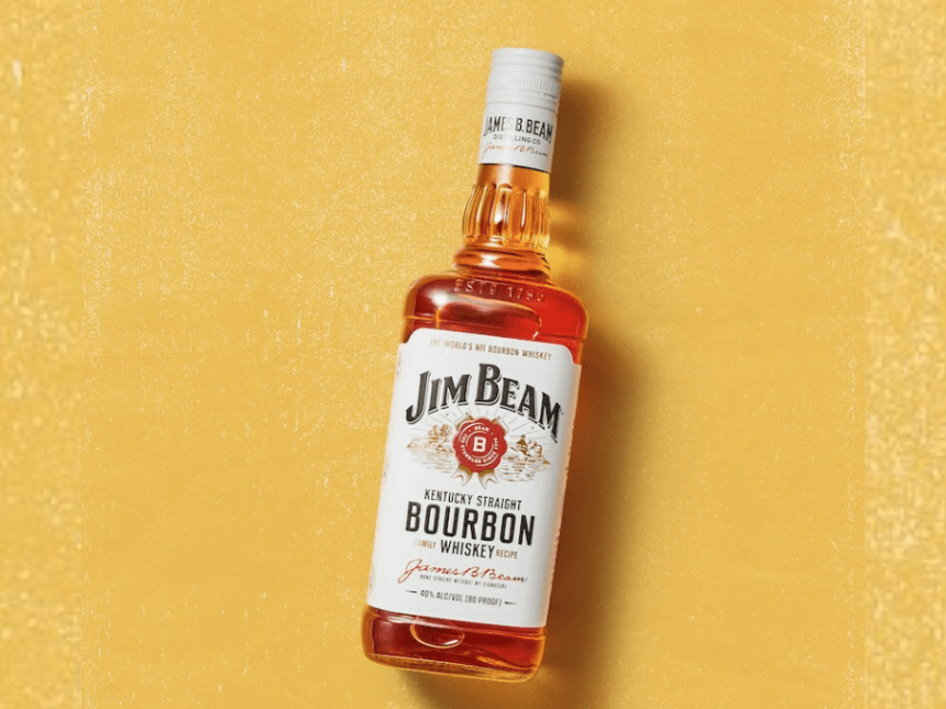 Bottle of Jim Beam American whiskey