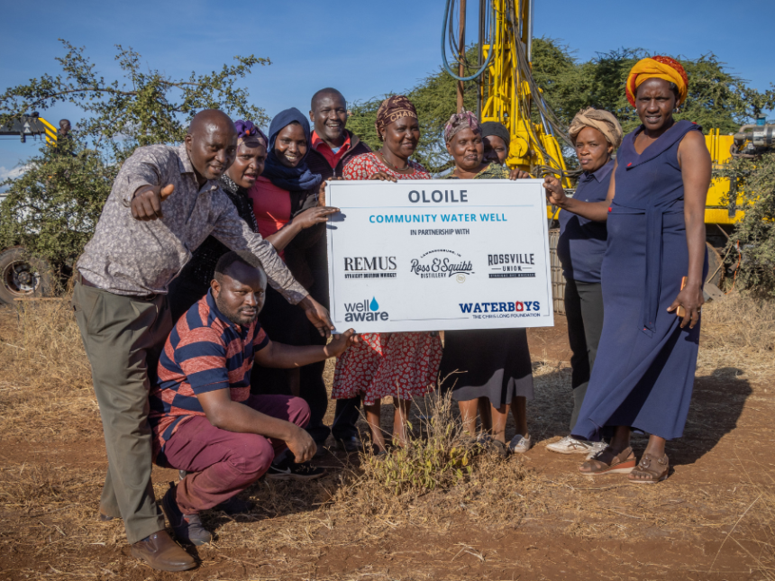 Residents of Oloile in Kenya with the new well