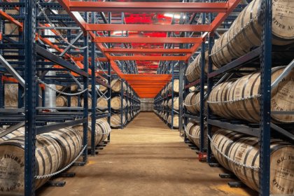Interior of American whiskey maturation warehouse
