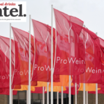A row of ProWein flags outside the exhibition building