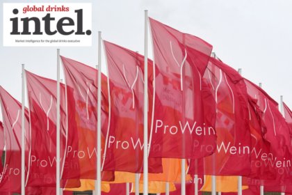 A row of ProWein flags outside the exhibition building