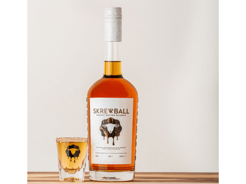 Bottle of Skrewball Whiskey