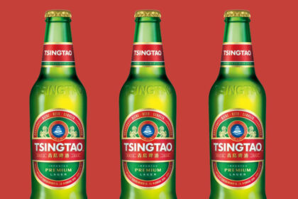 Three bottles of Tsingtao lager