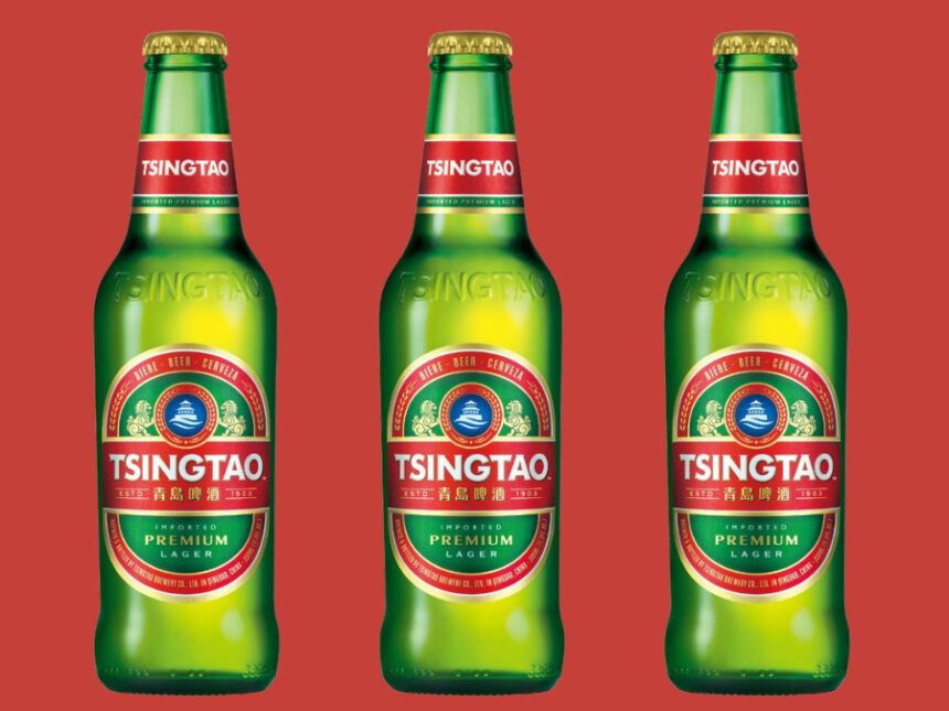 Three bottles of Tsingtao lager