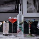 Bottle of Altamura Vodka with four cocktail serves