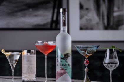 Bottle of Altamura Vodka with four cocktail serves