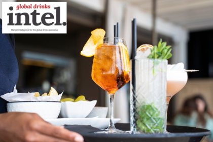 A tray featuring three drinks