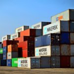 Stacks of shipping containers