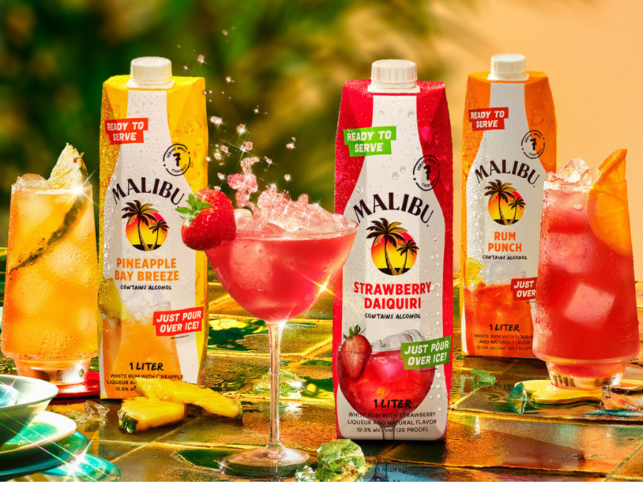 Three Malibu premix cocktails