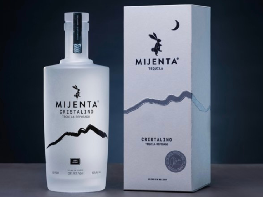 Bottle of and box for Mijenta Cristalino Tequila