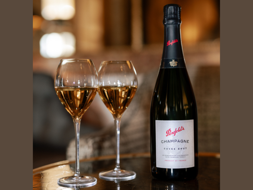 Bottle of Penfolds Cuvee Brut champagne
