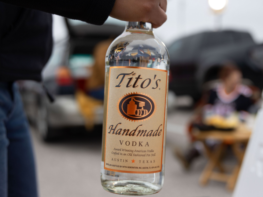 Bottle of Tito's Handmade vodka