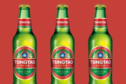 Three bottles of Tsingtao lager