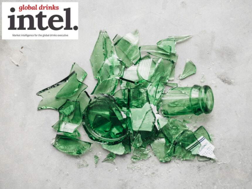A broken glass bottle