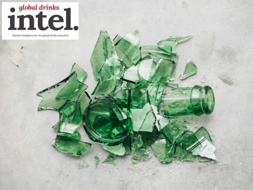 A broken glass bottle