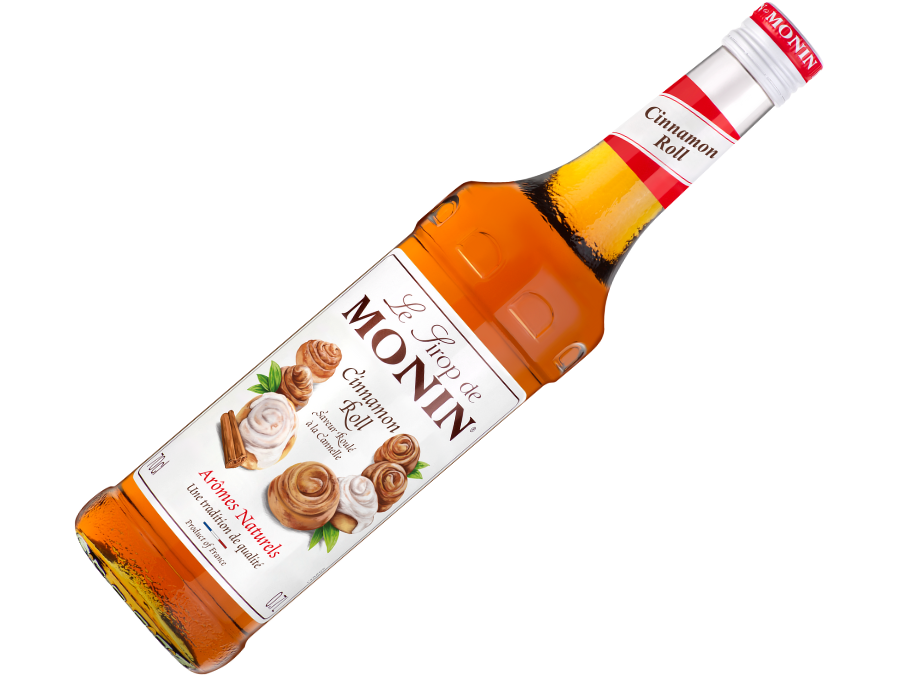 Bottle of Monin Cinnamon Roll syrup