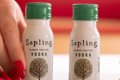Two 5cl aluminium bottles of Sapling Vodka