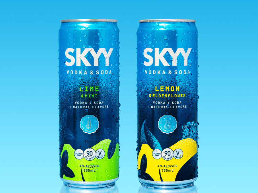 Cans of Skyy Vodka vodka & soda RTDs