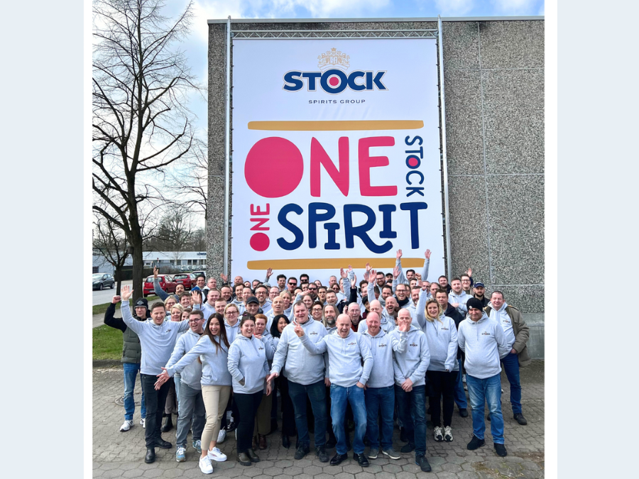 Staff outside the office of Stock Spirits in Germany