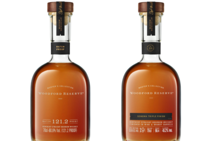Bottles of Woodford Reserve Batch 121.2 Proof and Sonoma Triple Finish