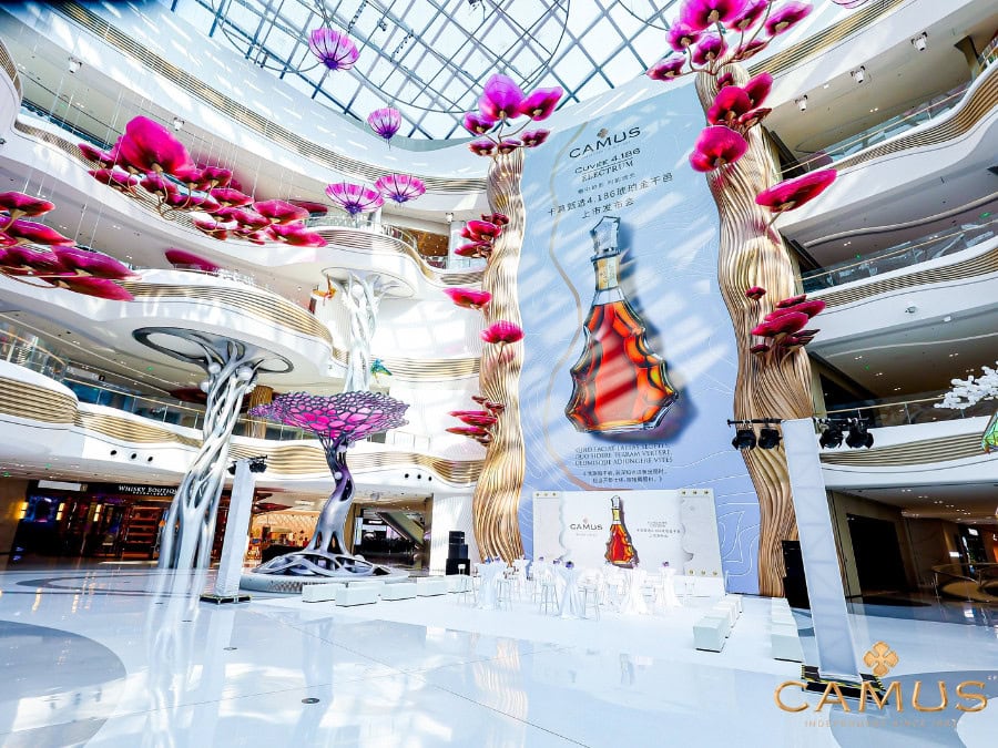 Camus Cuvée 4.186 Electrum Cognac launch in the atrium of the Haikou Duty Free Mall in Hainan