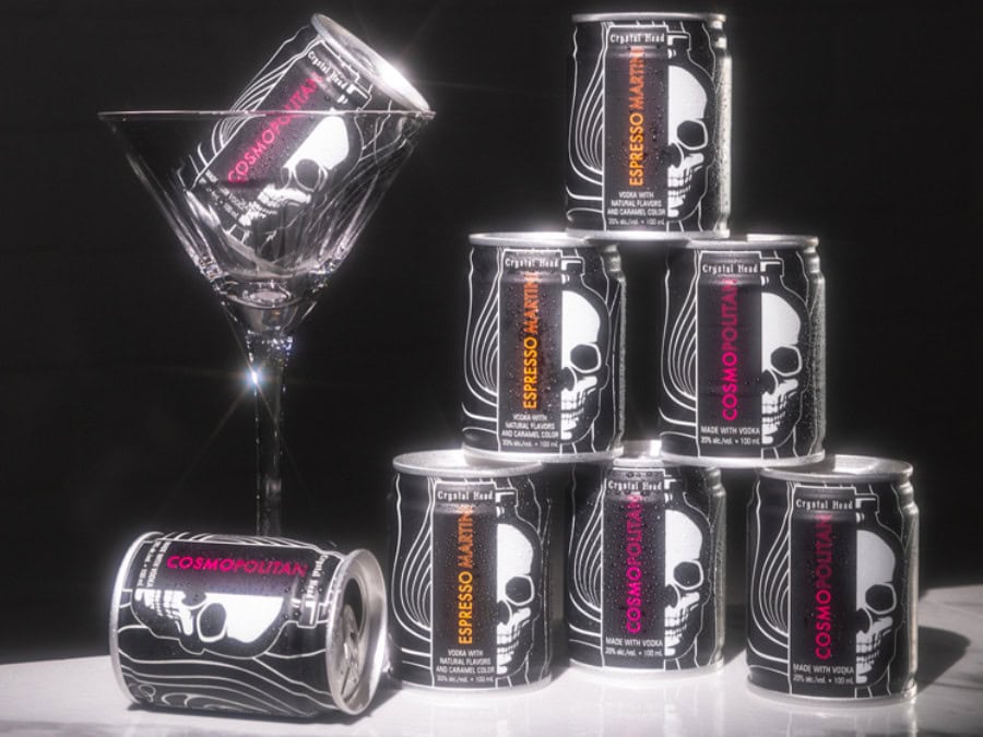Cans of Crystal Head's two premix cocktails