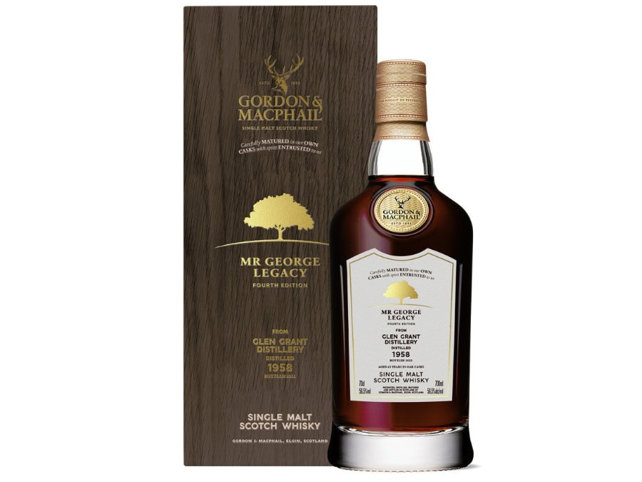 Bottle and box for Gordon & MacPhail's Mr George Legacy 65-year-old single malt