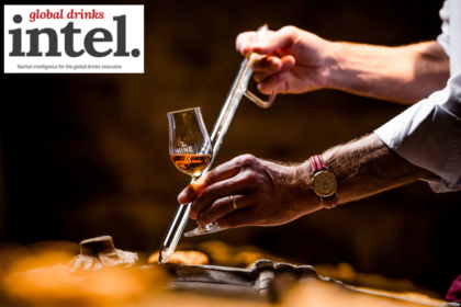 Cognac poured into a glass at Hine 's cellars