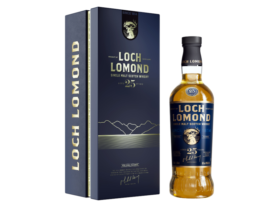 Bottle of and box for Loch Lomond 25 Year Old