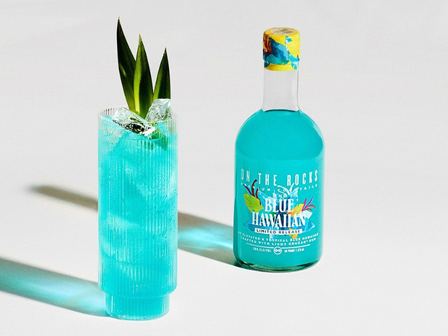 Bottle of On The Rocks Blue Hawaiian