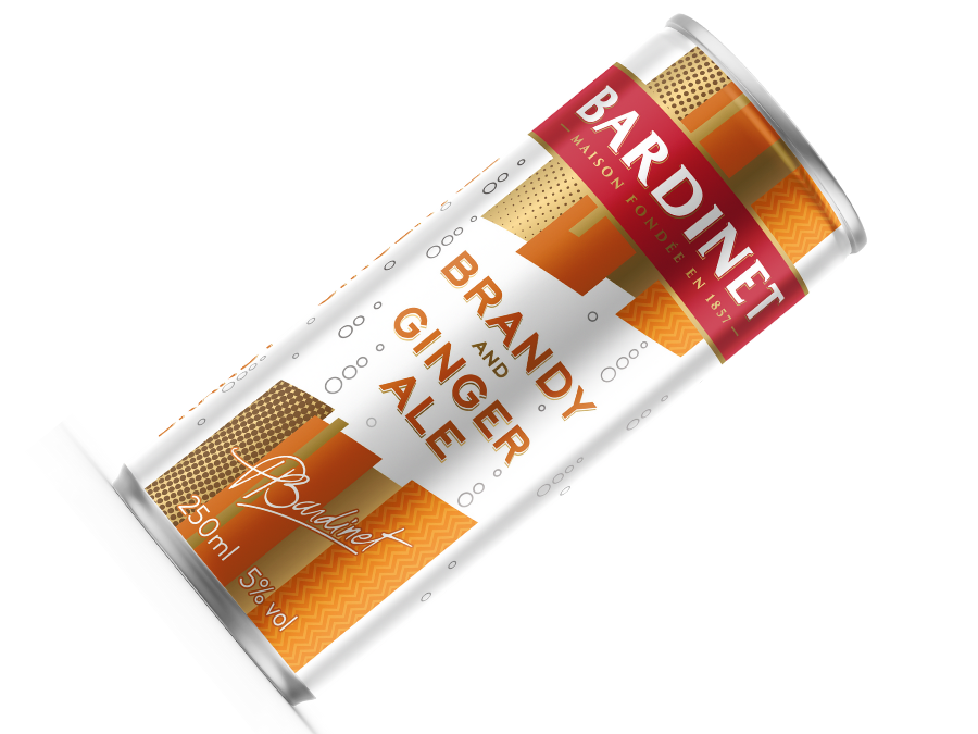 Can of Bardinet Brandy and Ginger Ale premix