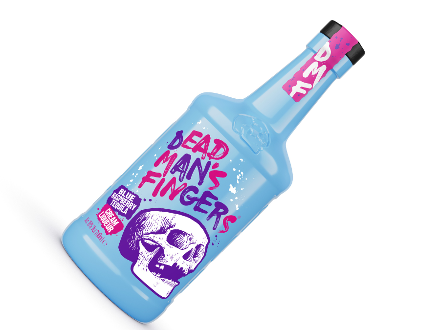 Bottle of Dead Man's Fingers Blue Raspberry Tequila Liqueur
