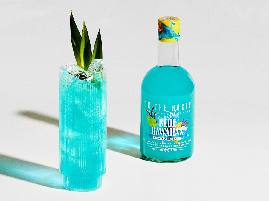 Bottle of On The Rocks Blue Hawaiian
