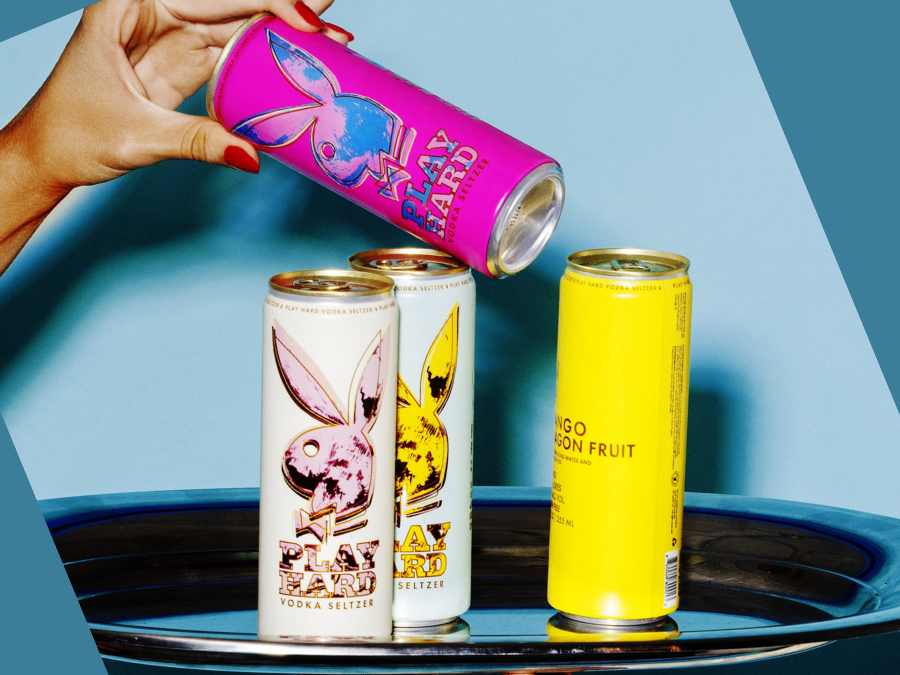 One can of each flavour of Play Hard vodka seltzer