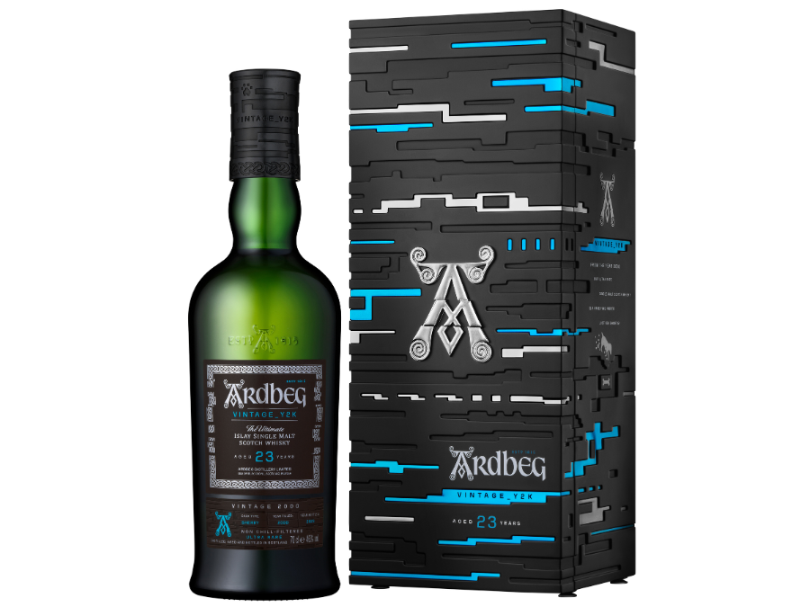Bottle of and box for Ardbeg Vintage Y2K