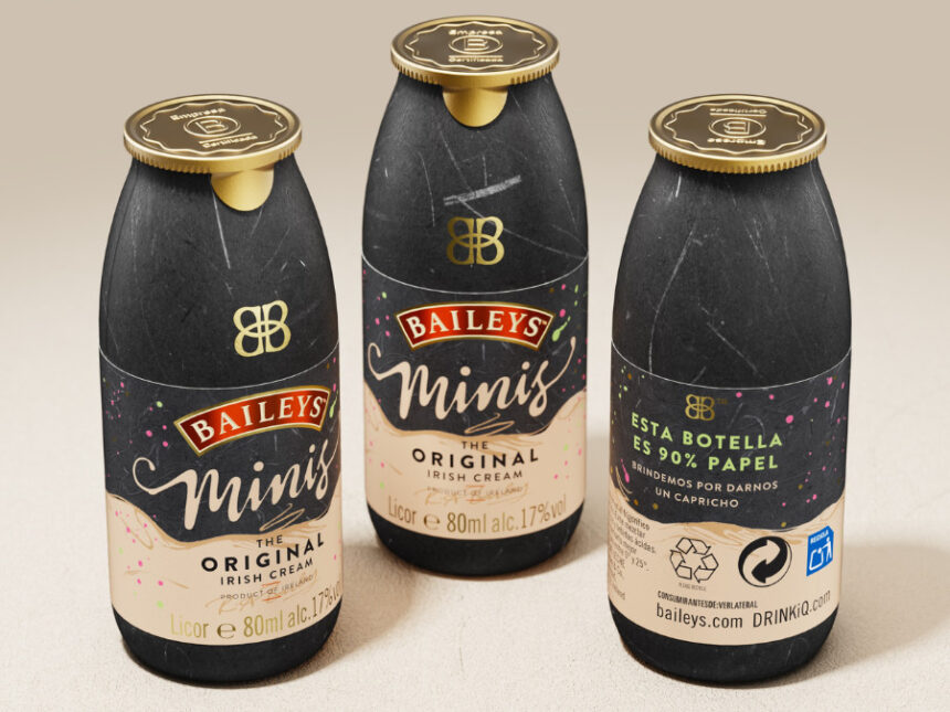 Paper bottles of Baileys Minis