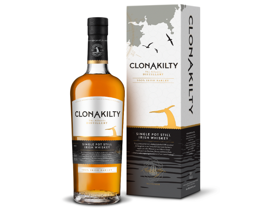 Bottle of and box for Clonakilty Single Pot Still Irish whiskey
